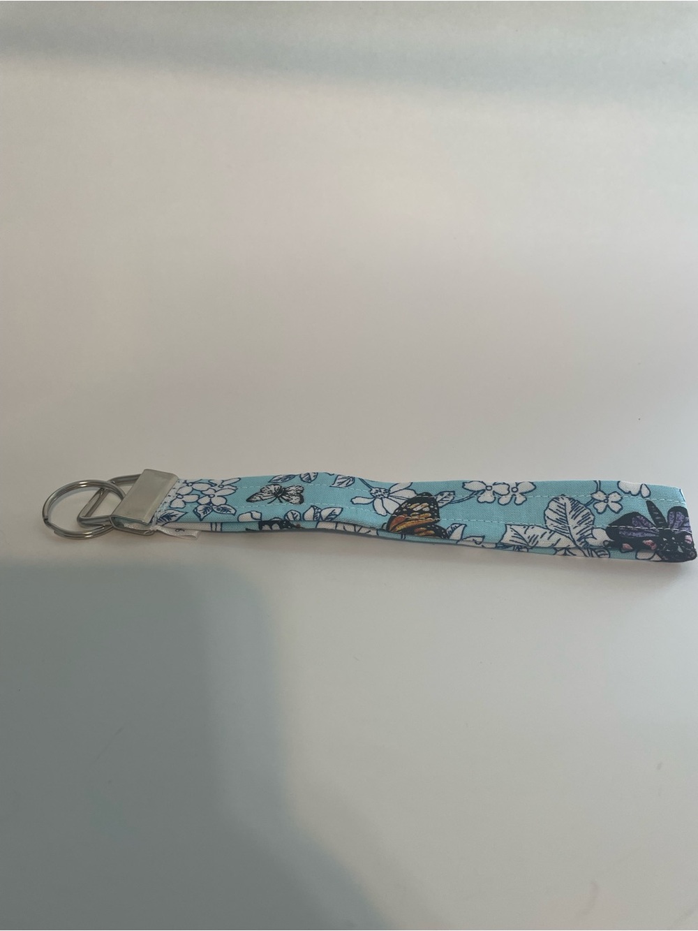Floral Butterfly Wristlet Keychain - Light Blue